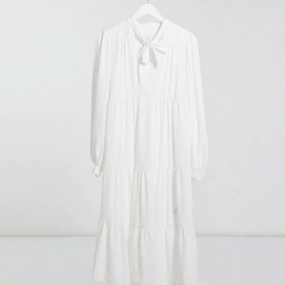 Topshop Maternity tiered midi dress in ivory